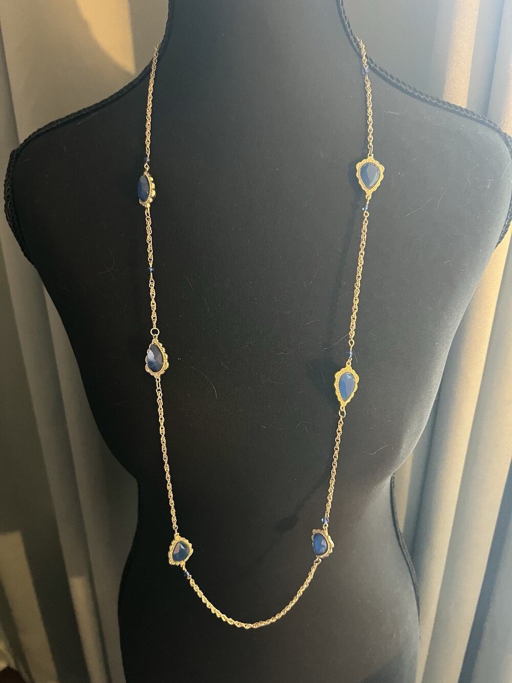 Kate Spade Amalfi Mosaic Wrap Scatter Long Necklace Blue Mosaic Gold Tone